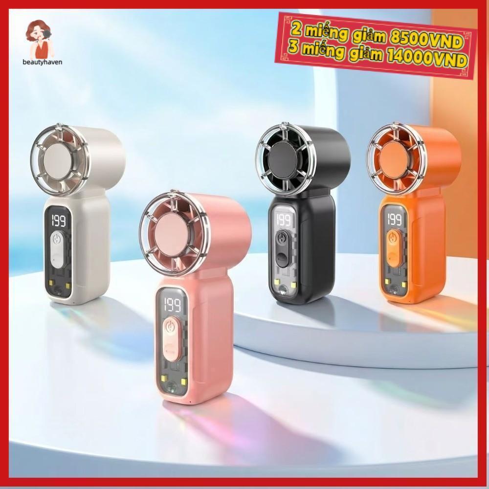 BEAUTYHAVEN Quạt cầm tay mini​  Turbo Jet​ 100 tốc độ​ Gió cực mạnh​ ​tích điện