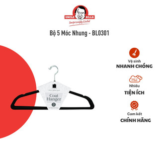 Bộ 5 móc nhung uncle bills chất liệu nhung mềm mại giữ quần áo gọn gàng không mất form - bl0301