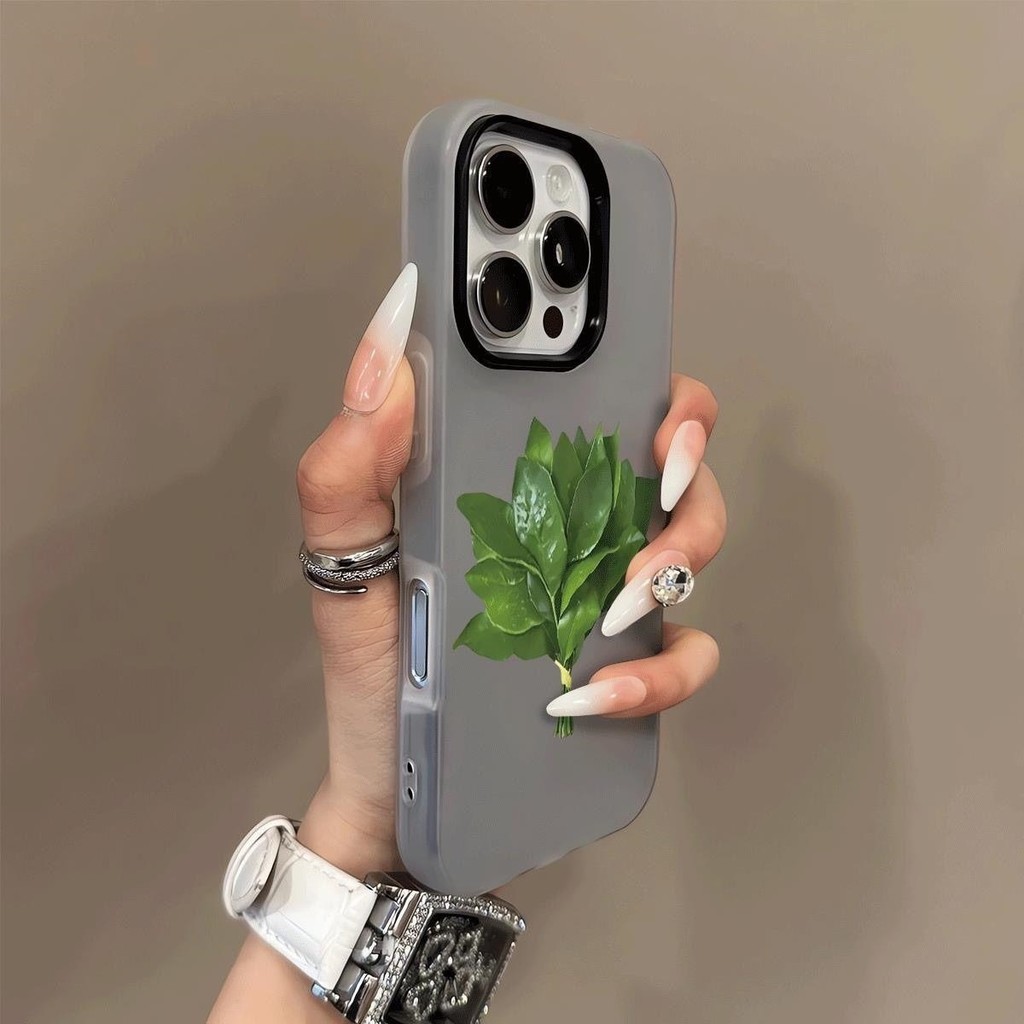 ốp lưng IPhone 11 12 13 15 16 14 PRO MAX XR XS 7 8 Plus Tpu Màu kẹo đầy màu sắc Pomelo Leaves GDK193