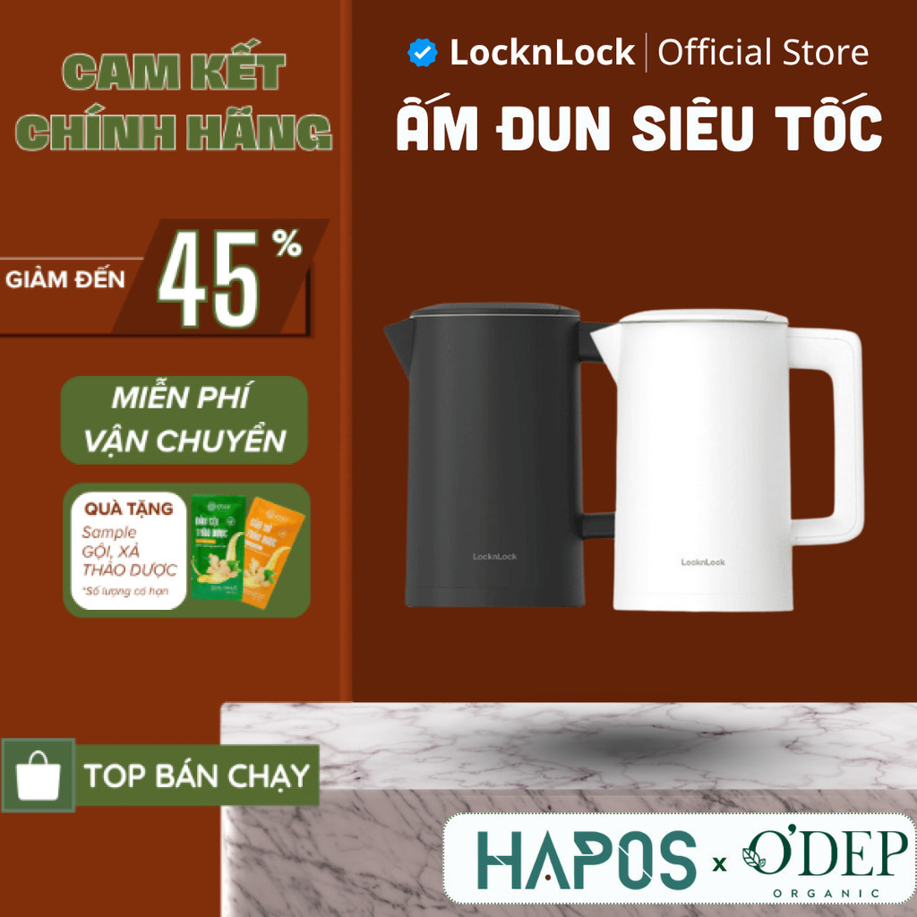Ấm đun siêu tốc LocknLock 1.7 Lít 1850-2200W Digital Electric Kettle  EJK226, Hàng chính hãng - HAPO