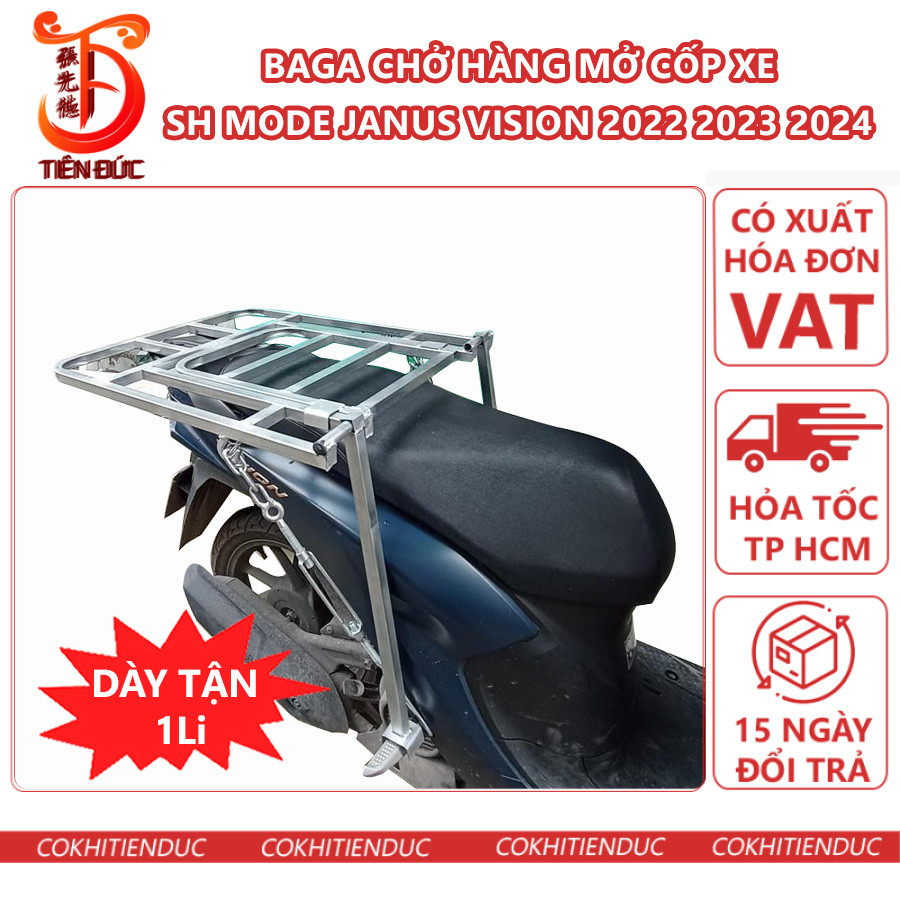 [HỎA TỐC HCM] Baga Chở Hàng Mở Cốp Đổ Xăng SH Mode, PCX Đã Lắp Cảng Janus Vision 2021 2022 2023 2024