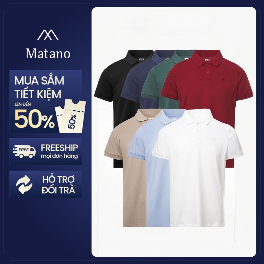 Áo polo nam trơn MATANO PO153 có cổ trụ, form slimfit ôm đẹp, vải thun cá sấu co giãn thoải mái, trẻ