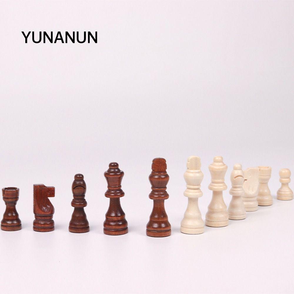 Yunaun Cờ vua bằng gỗ 32 chân, bảng và quân cờ, trò chơi cờ vua gỗ