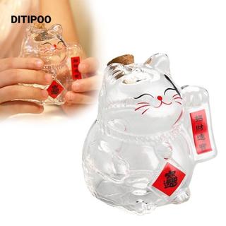 DITIPOO Heo Đất, Lọ Tiền Thủy Tinh, Mèo May Mắn Hoạt Hình Mini Đậu Vàng Bình Bảo Quản Cho Phòng Khách Trang Trí Văn Phòng