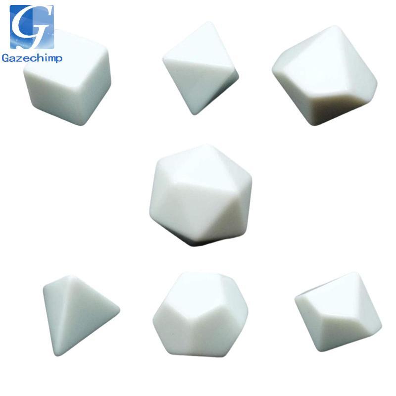 7 Chiếc Trắng Trống Dices Trống Polyhedral RPG Dices Bộ Để Làm Dices, Tranh Sáng Tạo, Ủng Hộ Đảng, P