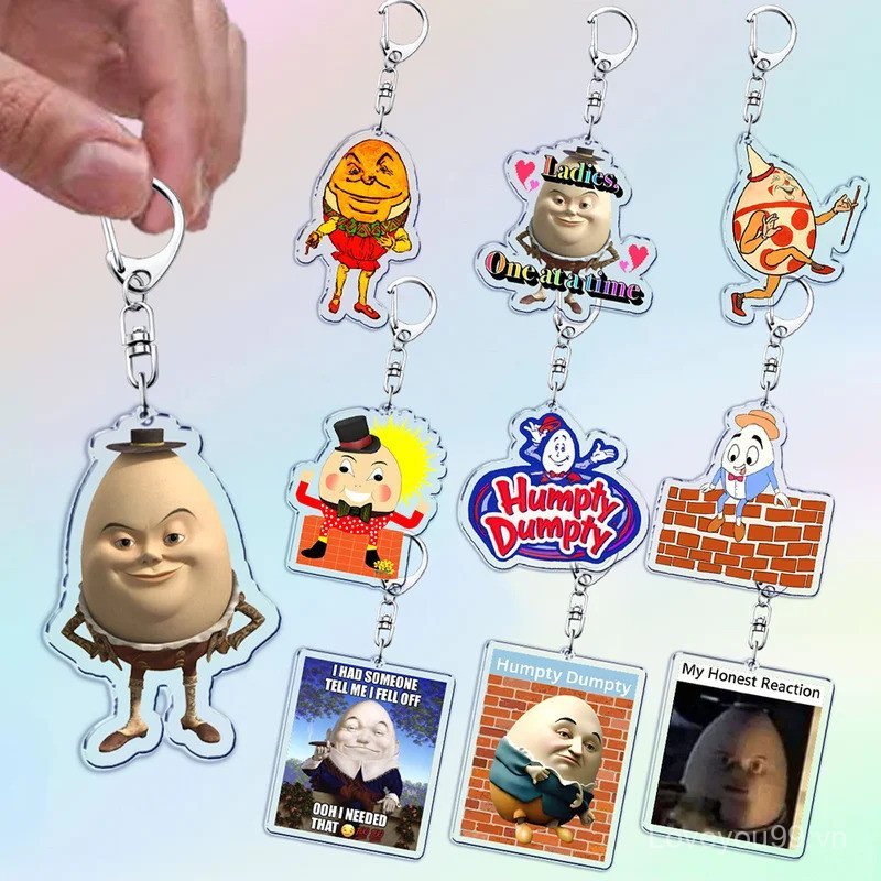 Ngộ nghĩnh Humpty Dumpty Trứng Móc Khóa Cho Phụ Kiện Túi Móc Chìa Khóa Vòng Mầm Non Rhyme Người Hâm 