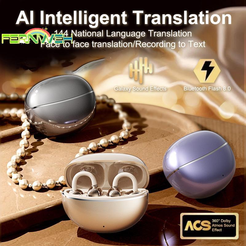 [Fernweh] Tai nghe Kẹp tai Tai nghe không dây AI Translator Earbuds 144 ngôn ngữ Tai nghe dịch tiếng