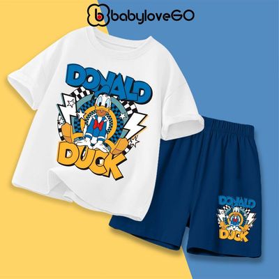 Bộ quần áo cho bé trai BabyloveGO, set đồ thun cotton Donald Duck cho bé 1-10 tuổi AQ-MK32