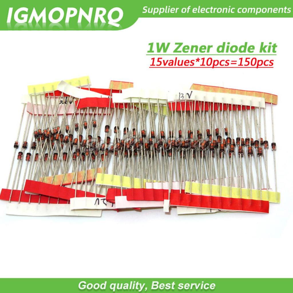 15 Loại * 10 Miếng = 150 Miếng 1W Bộ Điều Chỉnh Điện Áp Diode DO-41 3V-30V Linh Kiện DIY Bộ Dụng Cụ 