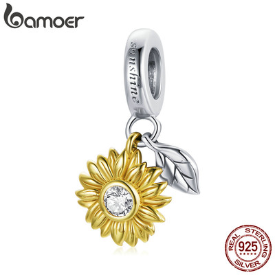 Hạt charm Bamoer BSC462 Bạc 925 hình hoa hướng dương thời trang