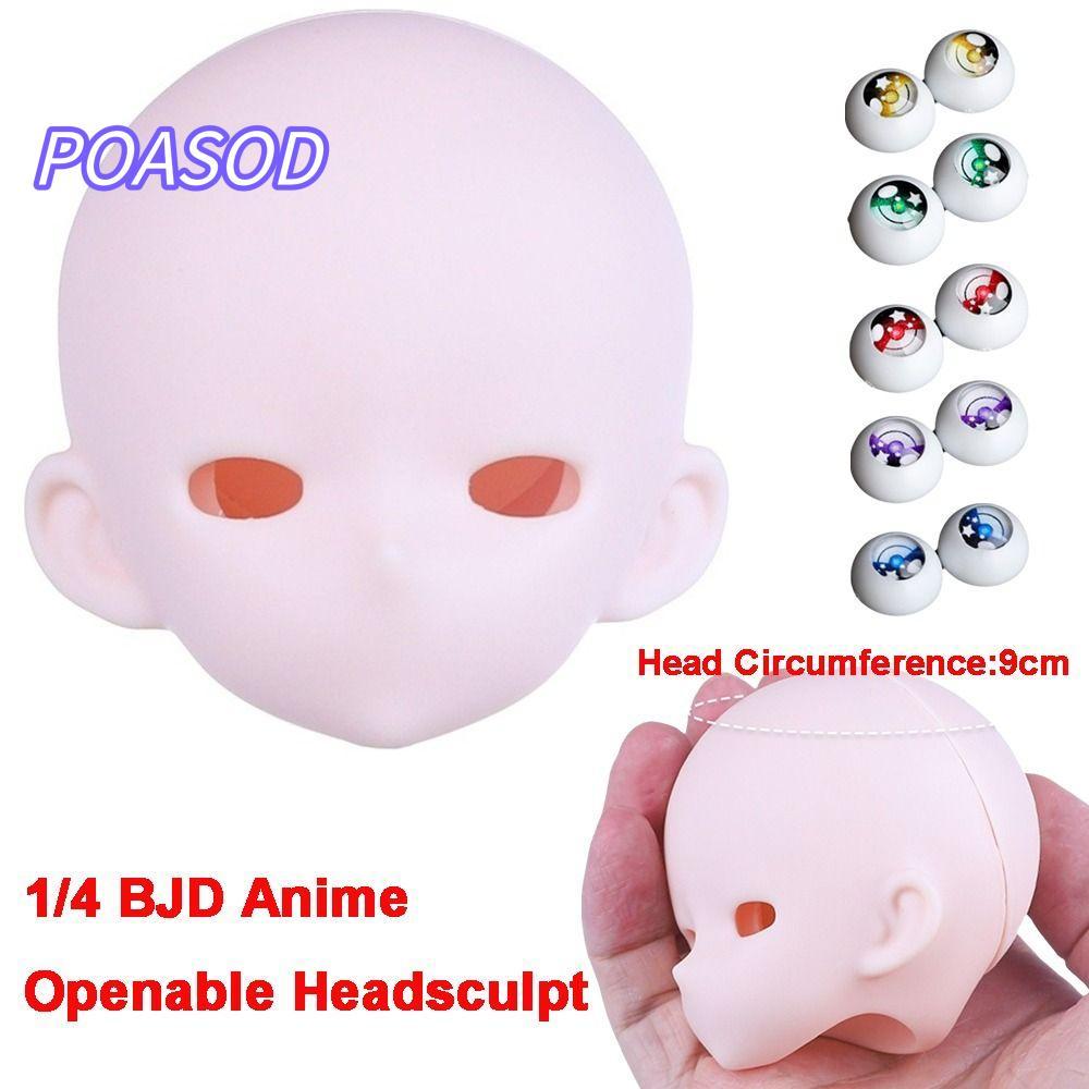 MAYSHOW 1 / 4 BJD Anime Headsculpt, PVC Anime-Style Bjd Baby Head, Không Trang Điểm Có Thể Mở Da Trắ