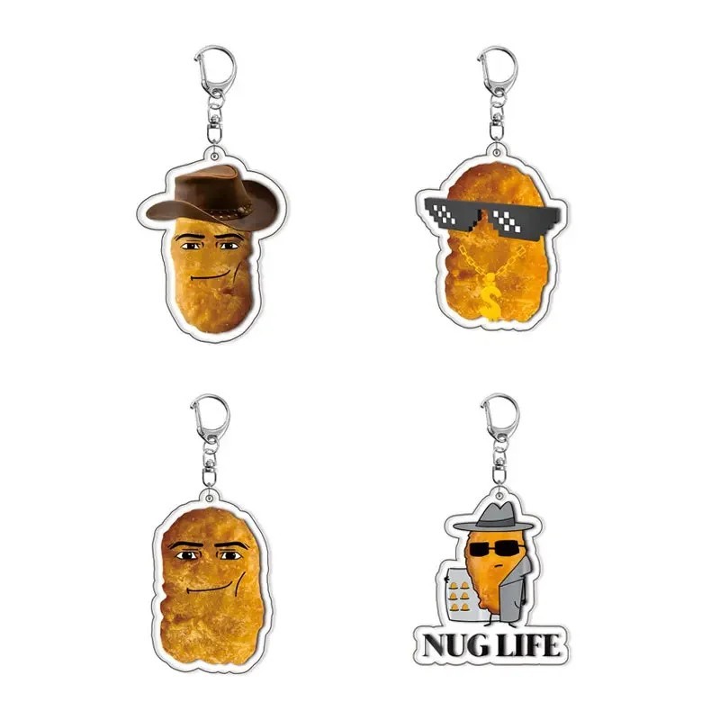 Móc khóa mica Chicken Nugget Meme Gà Rán Cao Bồi Roblox Man Face hài hước độc lạ trang trí cặp sách 