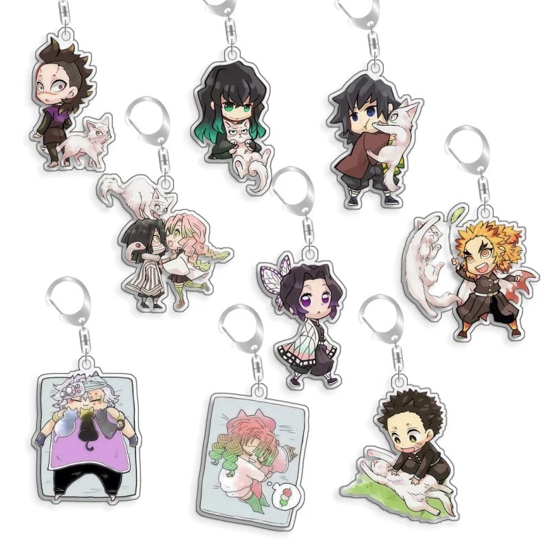 Móc khóa Anime Thanh Gươm Diệt Quỷ Demon Slayer mica acrylic chibi Mitsuri Obanai Genya Muichiro Shi