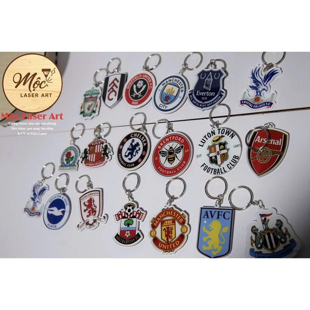 Móc Khóa Các CLB MU, Arsenal, Man City, Chelsea... Chất Liệu Mica In UV Cao Cấp (Mộc Laser Art)