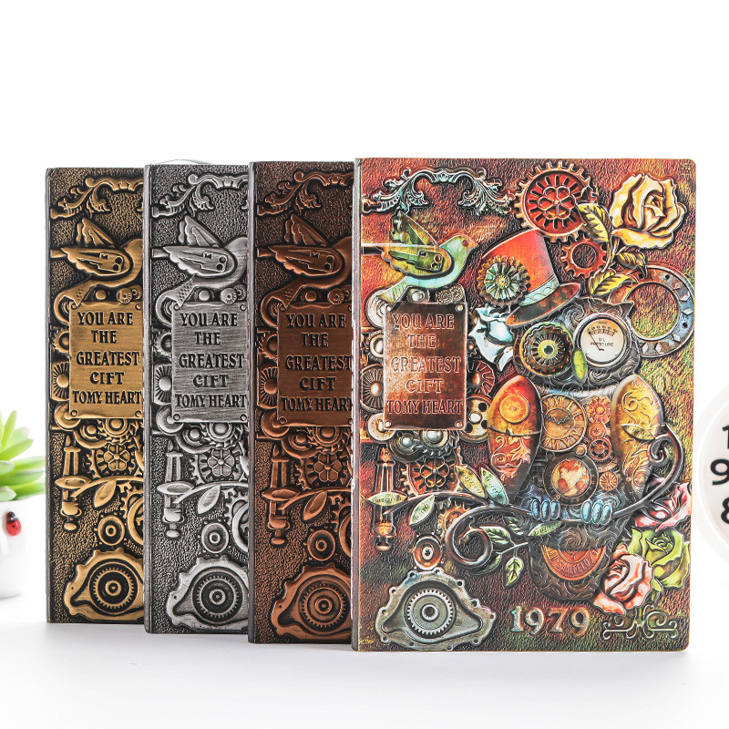 [Sổ tay bán chạy] Cơ Mèo Punk Phong Cách Mới Sổ Tay Bìa Cứng Châu Âu Retro Nổi Notebook Notebook Not