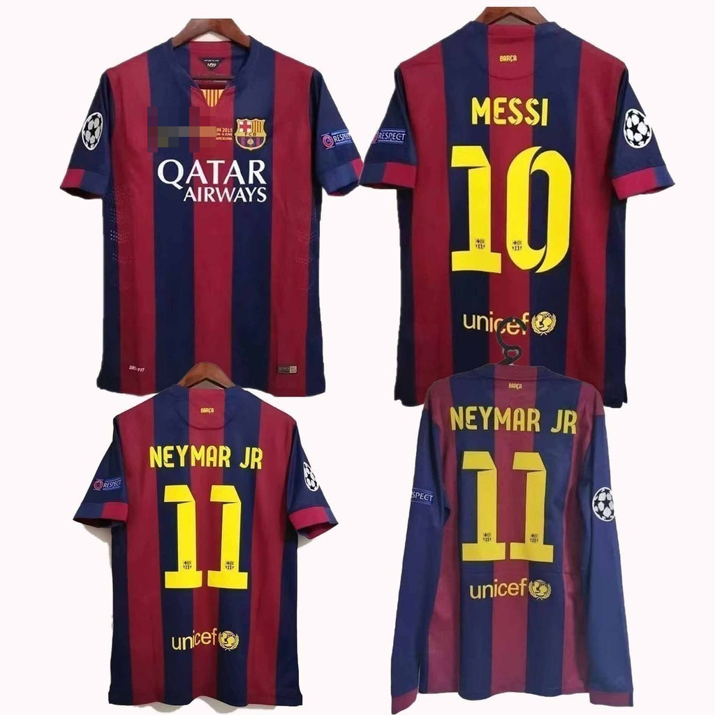 Retro Số 14 15 Barcelona MESSI NEYMAR JR áo bóng đá áo bóng đá nam