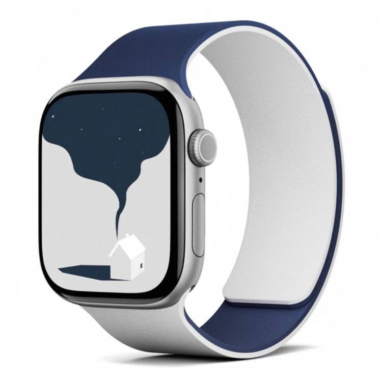 Dây đeo đồng hồ silicon hai tông màu vải lanh chất lượng tốt cho Apple Watch 42mm / 41mm / 40mm / 38