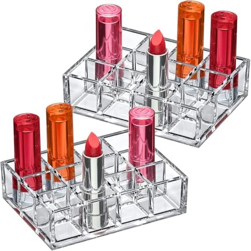 Amazing Abby - Allure - 2-Pack 24-Slot Acrylic Lipstick Organizer, Lipstick Holder, Lip Gloss Holder