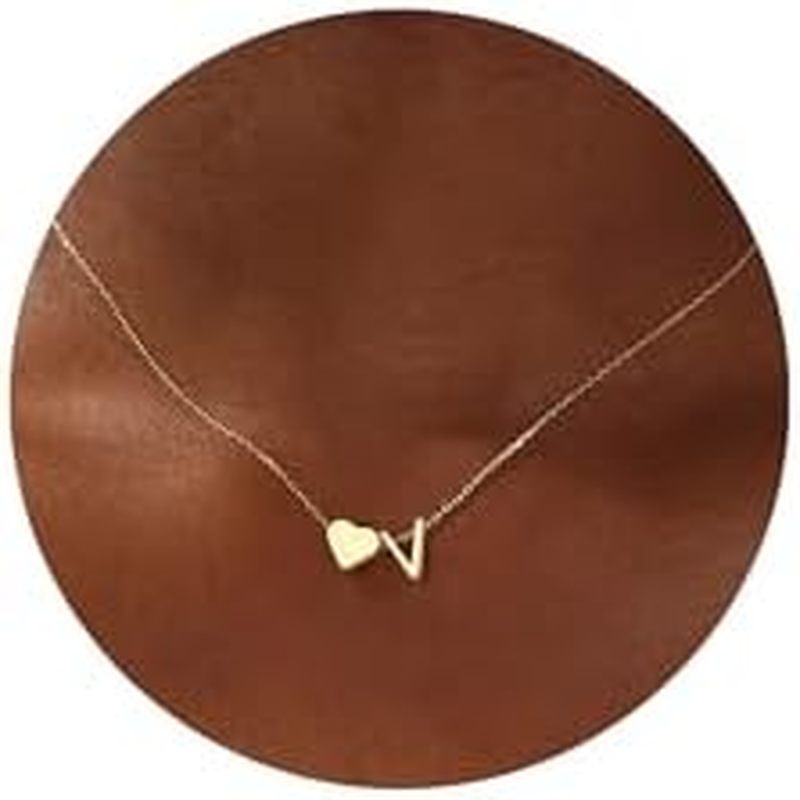 Turandoss Easter Basket Stuffers for Kids Teen Girls - Dainty 18K Gold Plated Heart Initial A-Z Pend