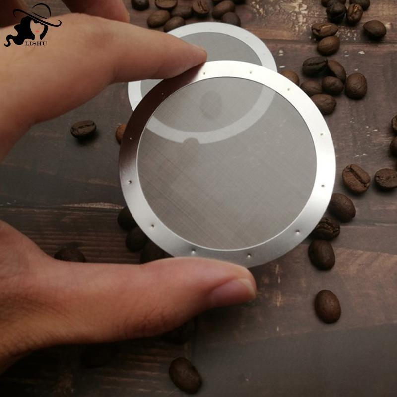 LISHU 2 Chiếc Aeropress Máy Pha Cà Phê Lọc Đĩa Thép Không Gỉ Kim Loại Siêu Lọc Cho Aeropress Máy Pha