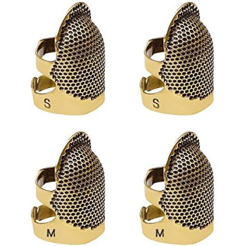 4 Pack Sewing Thimble Finger Protector, Adjustable Finger Metal Shield Protector Pin Needles Sewing 