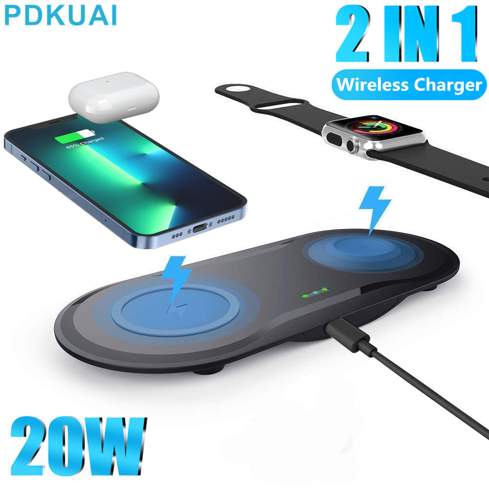 QXZ QXZ Mới 2 Trong 1 Sạc Không Dây 20W Qi Sạc Nhanh Cho IPhone 12 13 14 Pro Max 11 XS XR X 8 Apple 