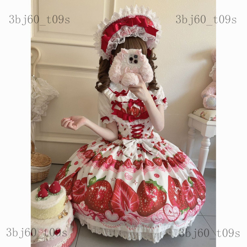 Váy Lolita Câu chuyện về quả dâu tây Lolita Váy Lolita jsk Váy yếm nữ kiểu mới