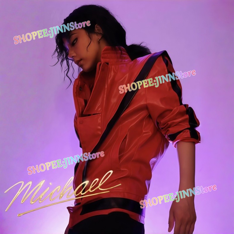 -JINN- MICHAEL Cosplay Trang Phục MICHAEL JACKSON Cos Áo Khoác Da Đỏ Tóc Giả Bộ Trang Phục Tiệc Carn