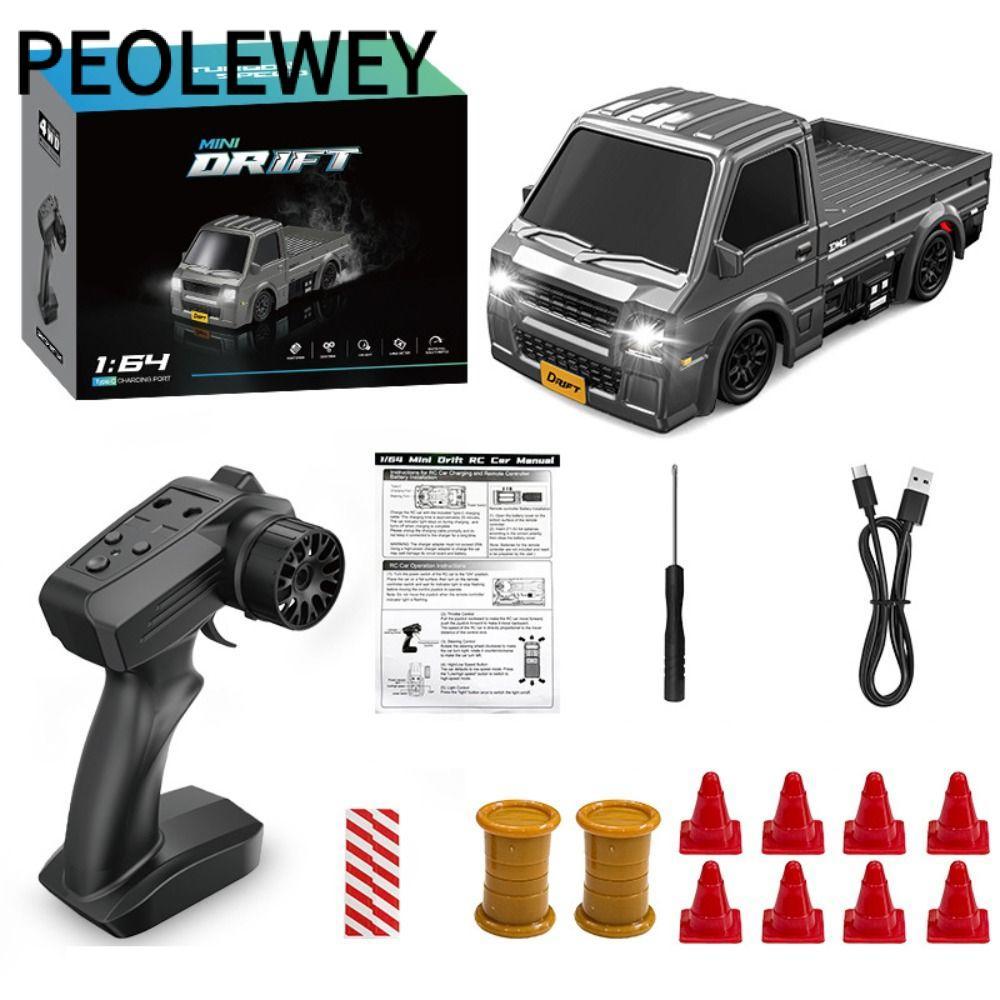 PEOLEWEY RC Drift Car, Đèn LED 4WD 1: 64 RC Truck, Sạc Tốc Độ Cao 2.4G Điều Khiển Từ Xa Drift Truck 