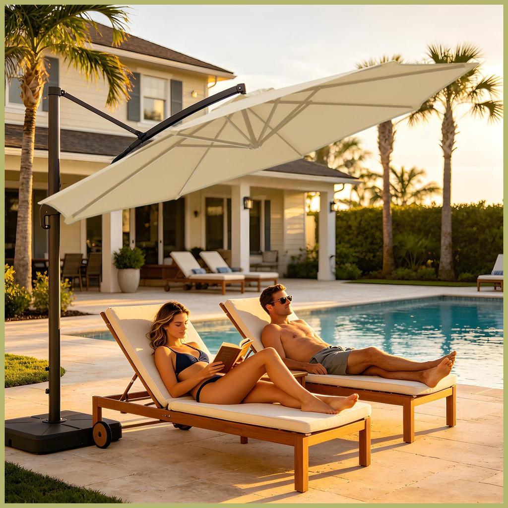 Cantilever Offset Sân Ô Chống Tia UV Chống Nước Dễ Dàng Nghiêng Và Quay Ngoài Trời Offset Cantilever