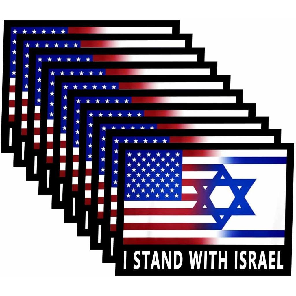 10 Gói Tôi Đứng Với Israel Mỹ Mỹ Và Israel Cờ Hỗ Trợ Israel Dán Laptop Cản Decal Cửa Sổ Chống Thấm N