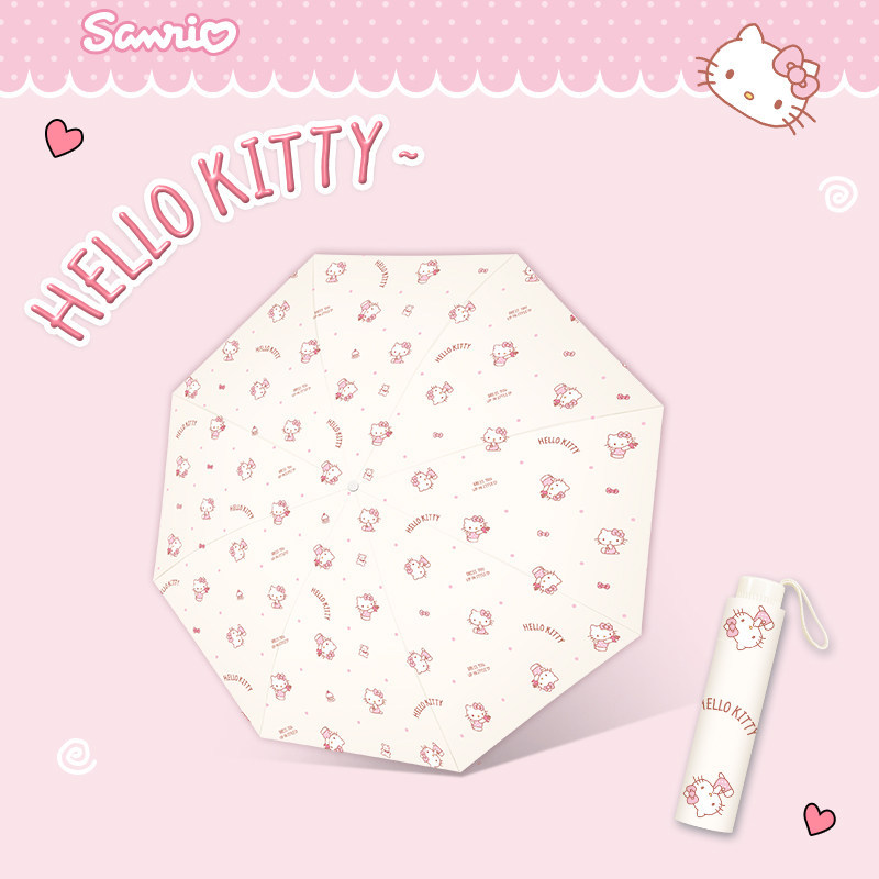 Ô dù gấp 3 Hello Kitty Sanrio chống nắng mưa BYGE Ô dù gấp 3 Hello Kitty Sanrio chống tia UV nhỏ gọn