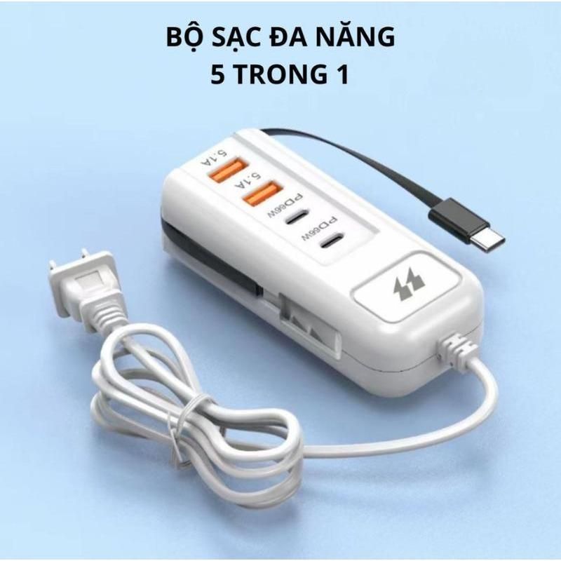Bộ Sạc Đa Năng 5 Trong 1 - Ổ Cắm Điện Đa Năng 4 Cổng USB Cao Cấp