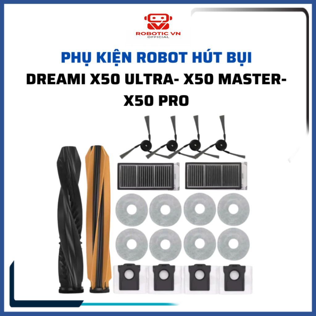 Phụ kiện robot hút bụi Dreami X50 Master, X50 Ultra, L40s pro ultra, L40s ultra khăn, lọc, chổi cạnh