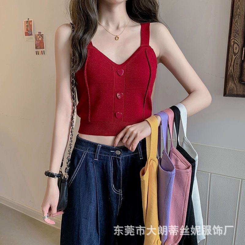 Áo len camisole dệt kim phong cách slim fit - Vitality Girl Love