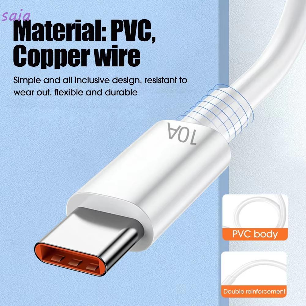 Cáp SAIA Type C, Dây sạc nhanh USB 10A, Cáp sạc 120W 10A Dây cáp dữ liệu USB C cho Huawei