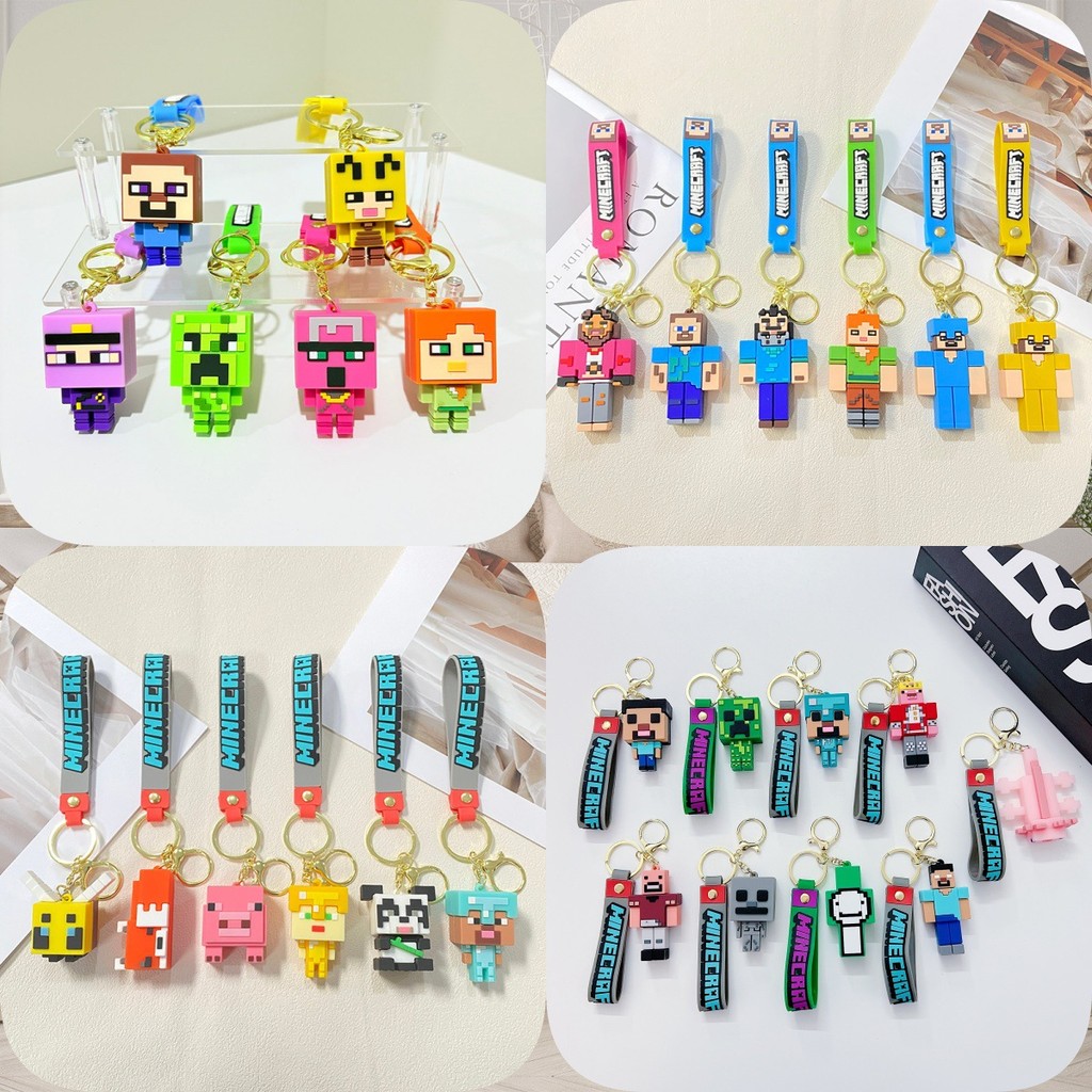 [Sẵn Sàng] Minecraft Móc Khóa Minecraft Schoolbag Mặt Dây Chuyền Quà Tặng Túi Ô Tô Mặt Dây Chuyền Qu
