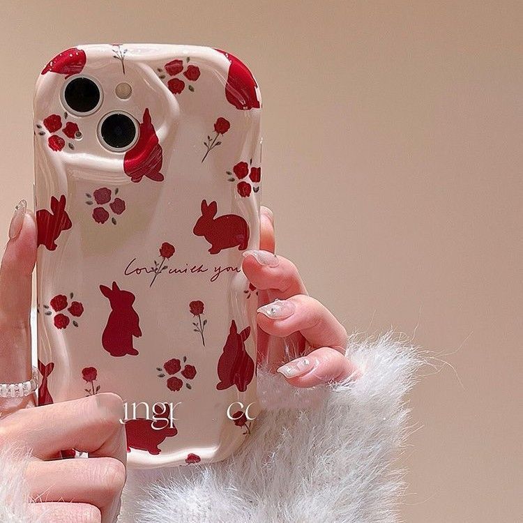ốp lưng OPPO A58 A18 A54 A17 A3S A57 A5 A9 A77S A16 A60 ốp điện thoại Vỏ kem Red Rabbit CE2104A
