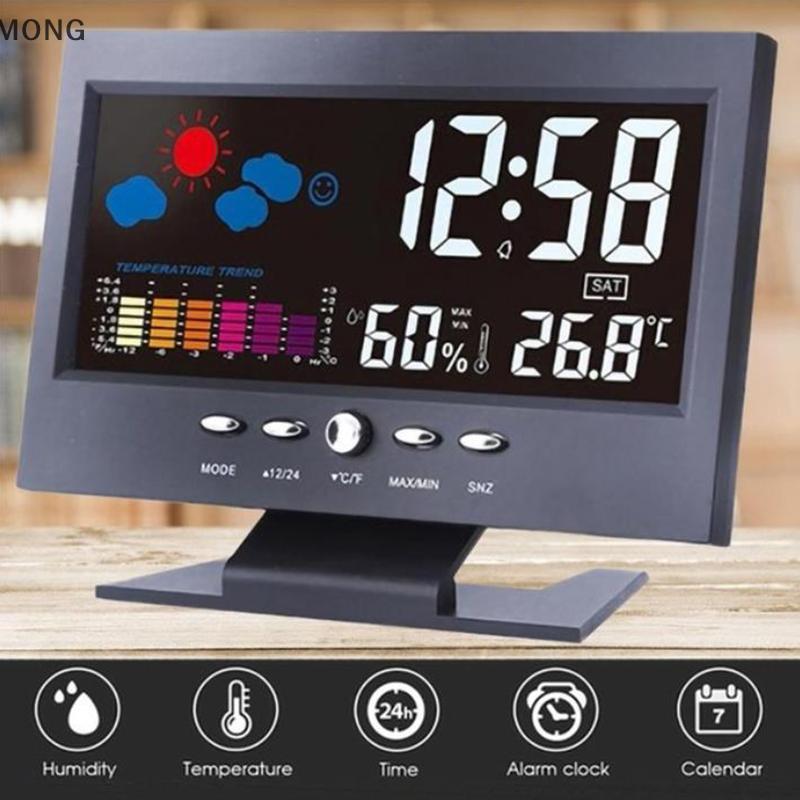 [MONG] Màn hình màu LCD Kỹ thuật số Balight Báo động báo động Clo Trạm dự báo thời tiết GE