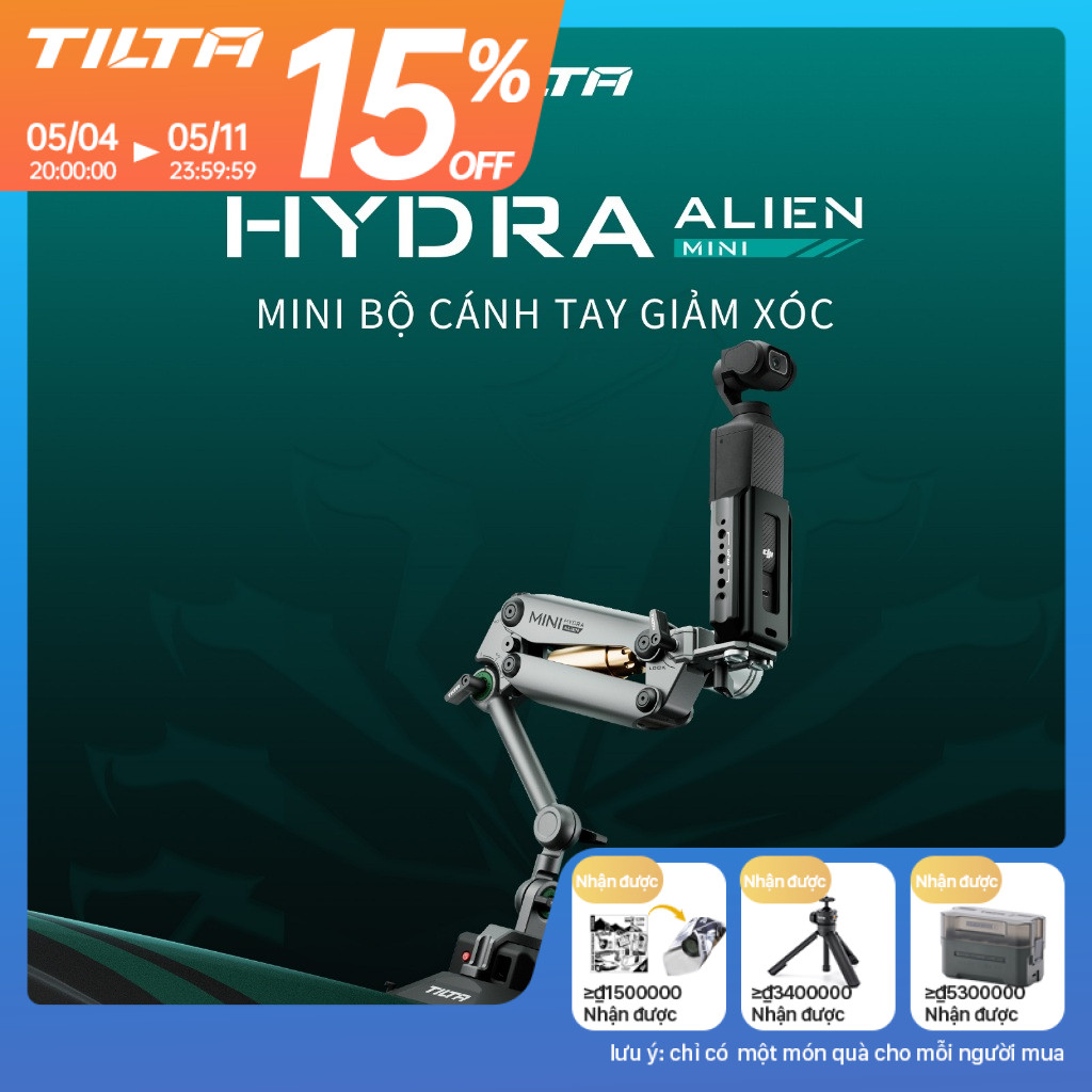 TILTA Hydra Alien Mini Người Ngoài Hành Tinh Treo Xe Giảm Chấn Cánh Tay Theo Dõi Chuyển Động Camera 