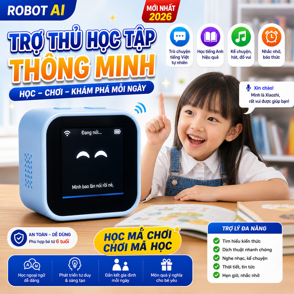 Robot AI Giáo Dục – Chatbot Trò Chuyện Tiếng Việt, Học Tiếng Anh, Trợ Lý Thông Minh Cho Trẻ