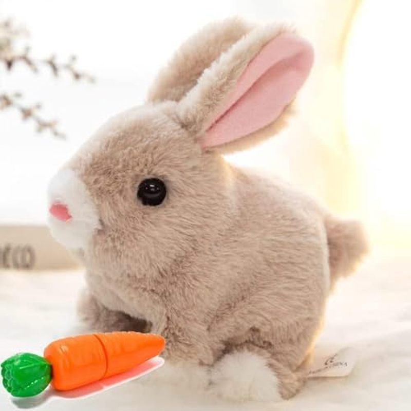 SUQ My Realistic Bunny Toy Interactive Realistic Stuffed Bunny with Moving Ears & Nose, Life Rabbit 