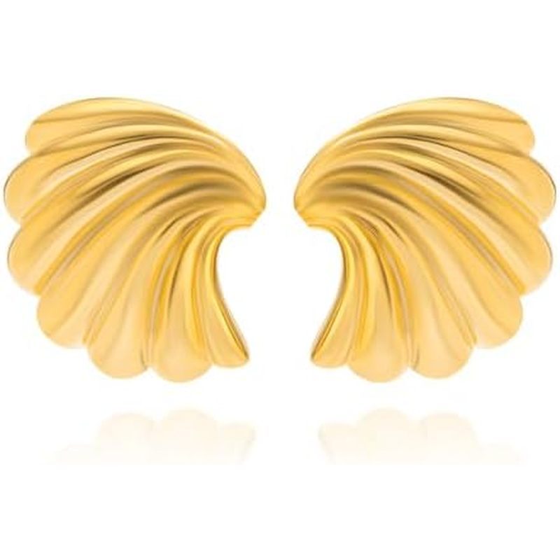 Gold Earrings Chunky Gold Earrings Fan Earrings Gold Statement Earrings Jewelry for Women