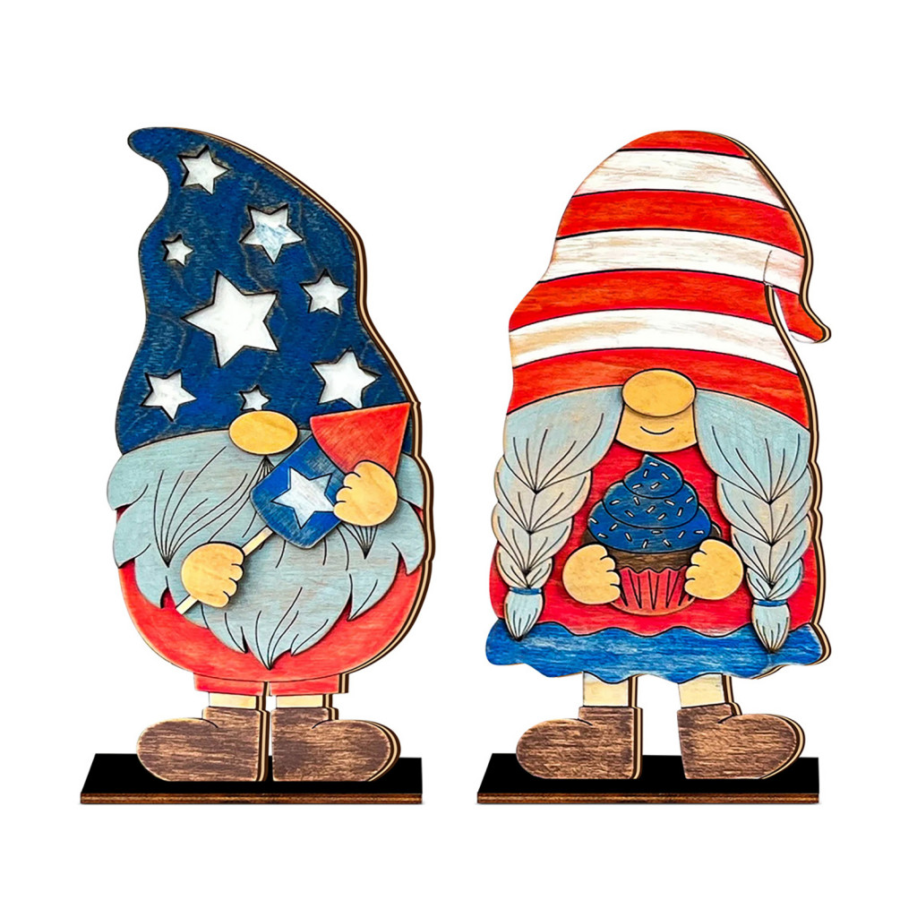 [doverywell] Đỏ Trắng Xanh Gnome Gnome Gnome Trang Trí Bàn 2 Chiếc 4th of July Yêu Nước Gnome Trang 