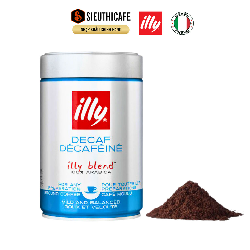 Cà Phê Bột Illy Coffee Decaffeinated  Medium Roasted, Nhập Khẩu Ý - 250gr