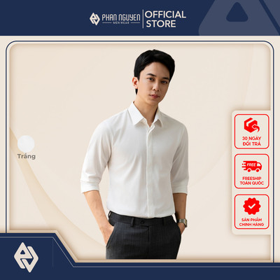 Áo sơ mi trắng nam Phan Nguyễn, chất liệu modal cao cấp, mềm mại, co giãn, form slim fit SMD.1420