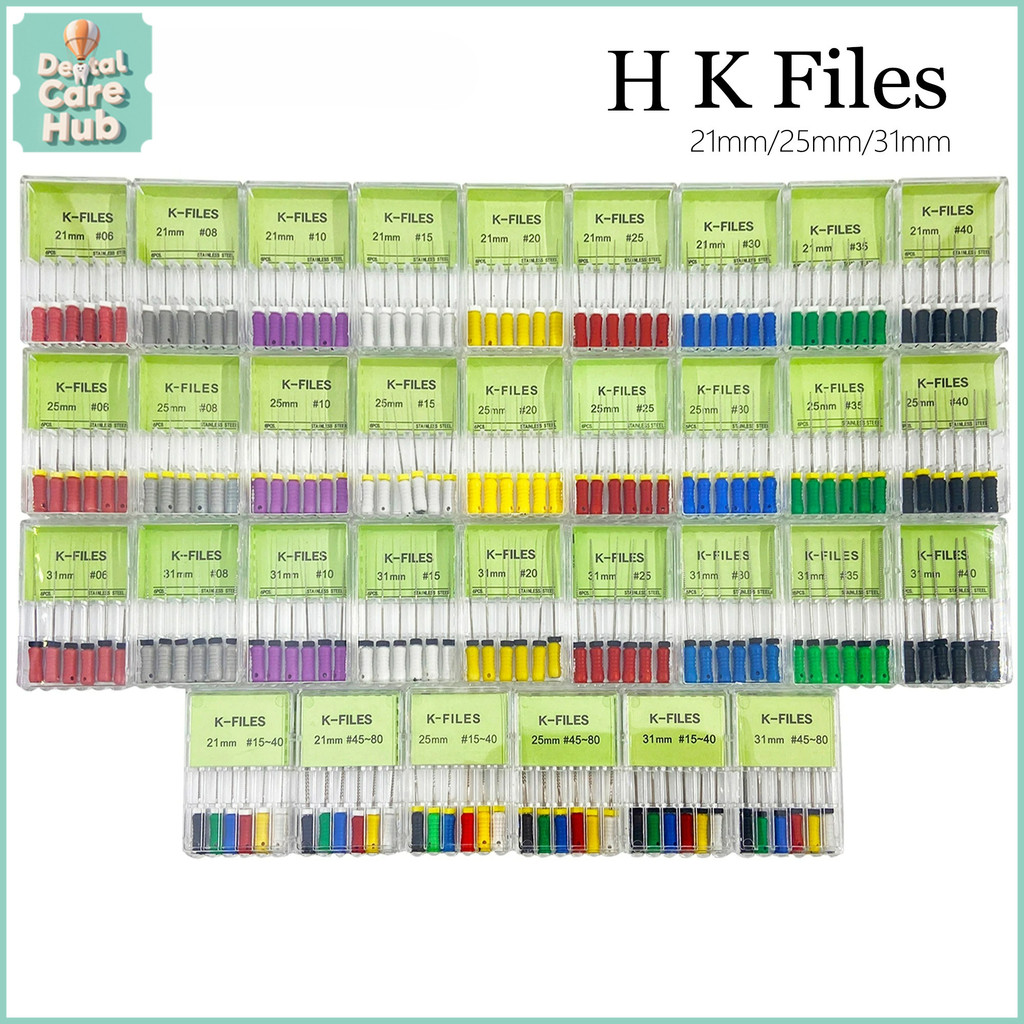 Nong dũa nha khoa - K file + H file + Reamer 6 Cái / gói Nha Khoa H Tập Tin 25 Mm K Tập Tin Dụng Cụ 