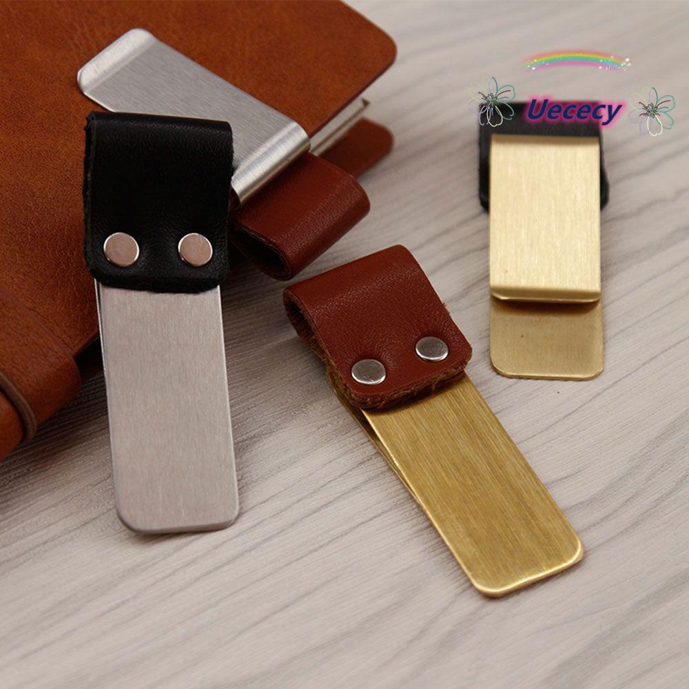 Kẹp thép không gỉ UECECY Kim loại hữu ích Thư mục bút đồng thau tiện lợi