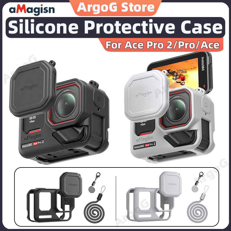 aMagisn Vỏ Silicone cho Insta360 Ace Pro 2/Pro/Ace + Nắp Ống Kính Phụ Kiện Ace Pro 2