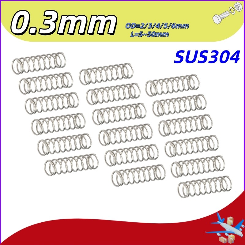 Lò xo nén INOX 304 d0.3mm*OD2-6mm  chống gỉ chịu lực cao cho máy móc [DTY-XMB]